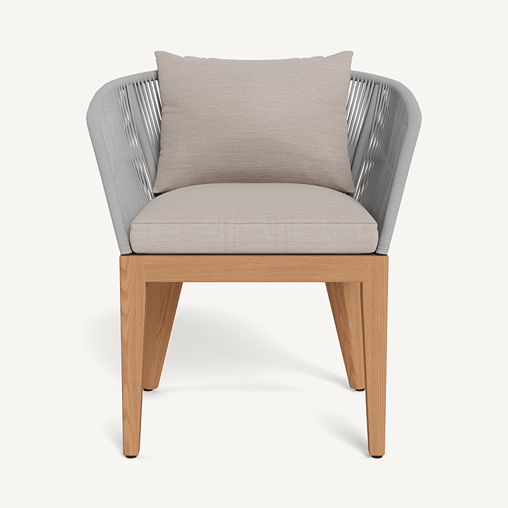 “Contemporary dining chair by Harbour – Avalon model with artisanal weave and outdoor performance fabric”