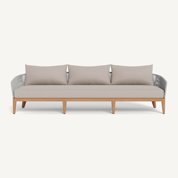  “Avalon 3 Seat Sofa by Harbour – modern outdoor sofa with streamlined aluminum frame and plush cushions”