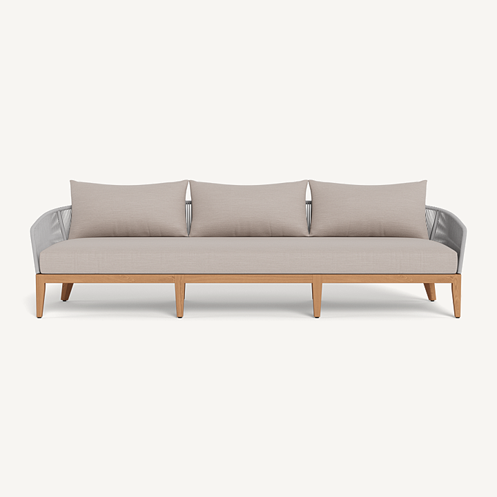  “Avalon 3 Seat Sofa by Harbour – modern outdoor sofa with streamlined aluminum frame and plush cushions”