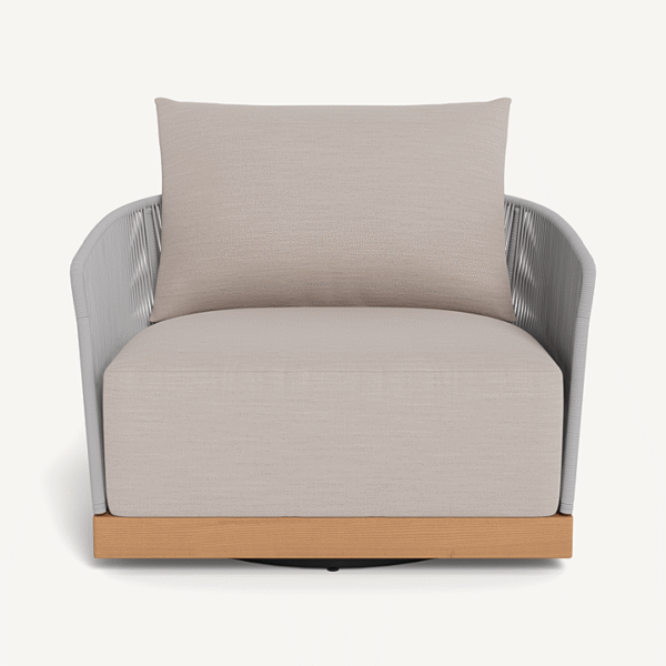 “Harbour Avalon Swivel Chair – sleek coastal design with plush upholstery and low-profile frame”