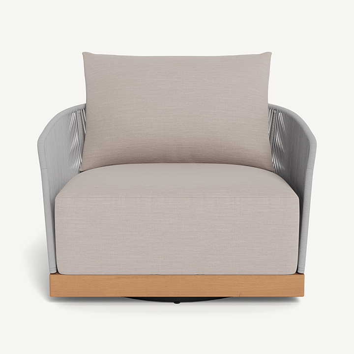 “Harbour Avalon Swivel Chair – sleek coastal design with plush upholstery and low-profile frame”