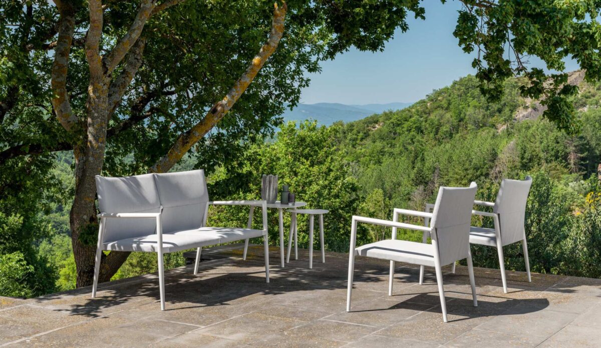 Adam Sofa by TalentiSpa in Birmingham, MI. Contemporary Italian craftsmanship meets elegant outdoor comfort in high‑end luxury design.