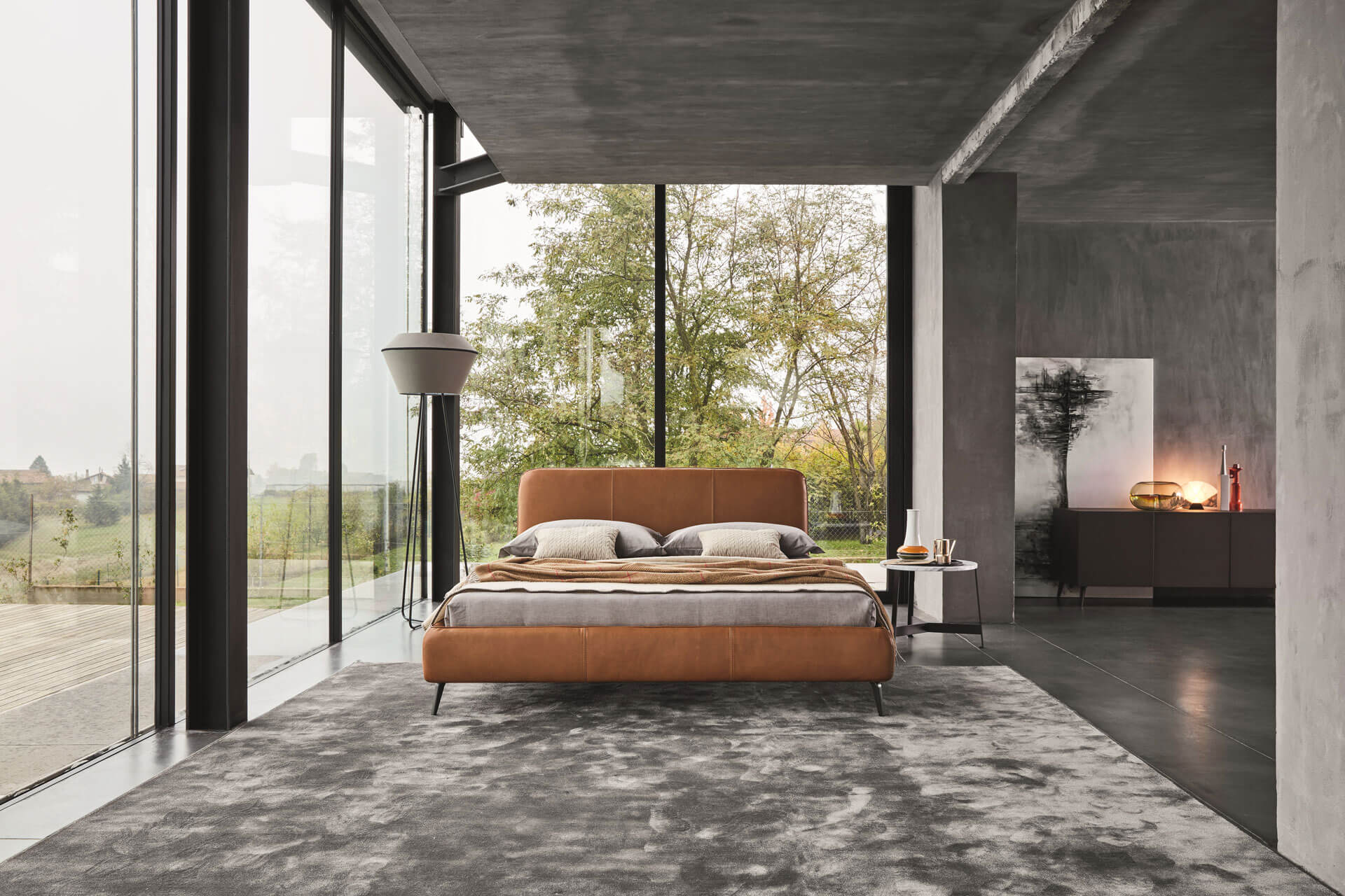 “Ditre Italia Aris bed – contemporary platform bed with minimalist design and premium fabric finish”