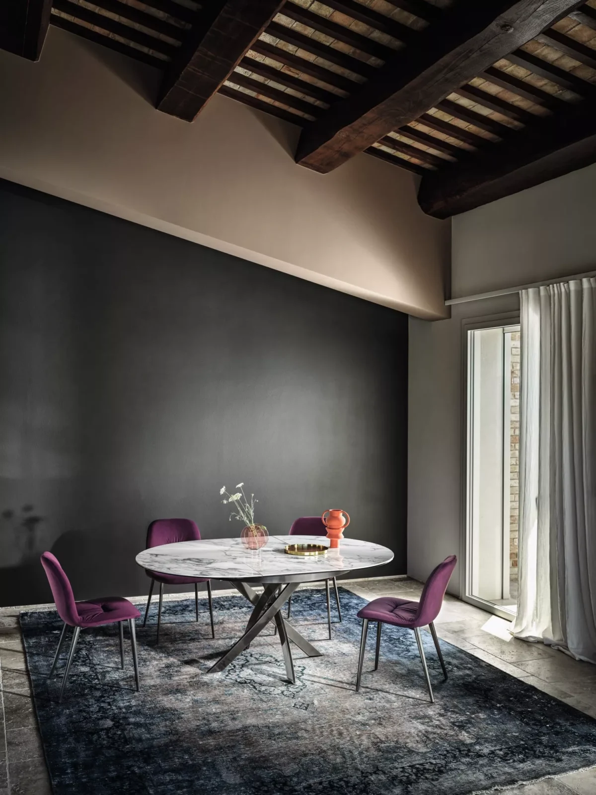Bontempi Chantal chair in Troy, Michigan – Solid wood frame with a choice of metal or wooden legs.