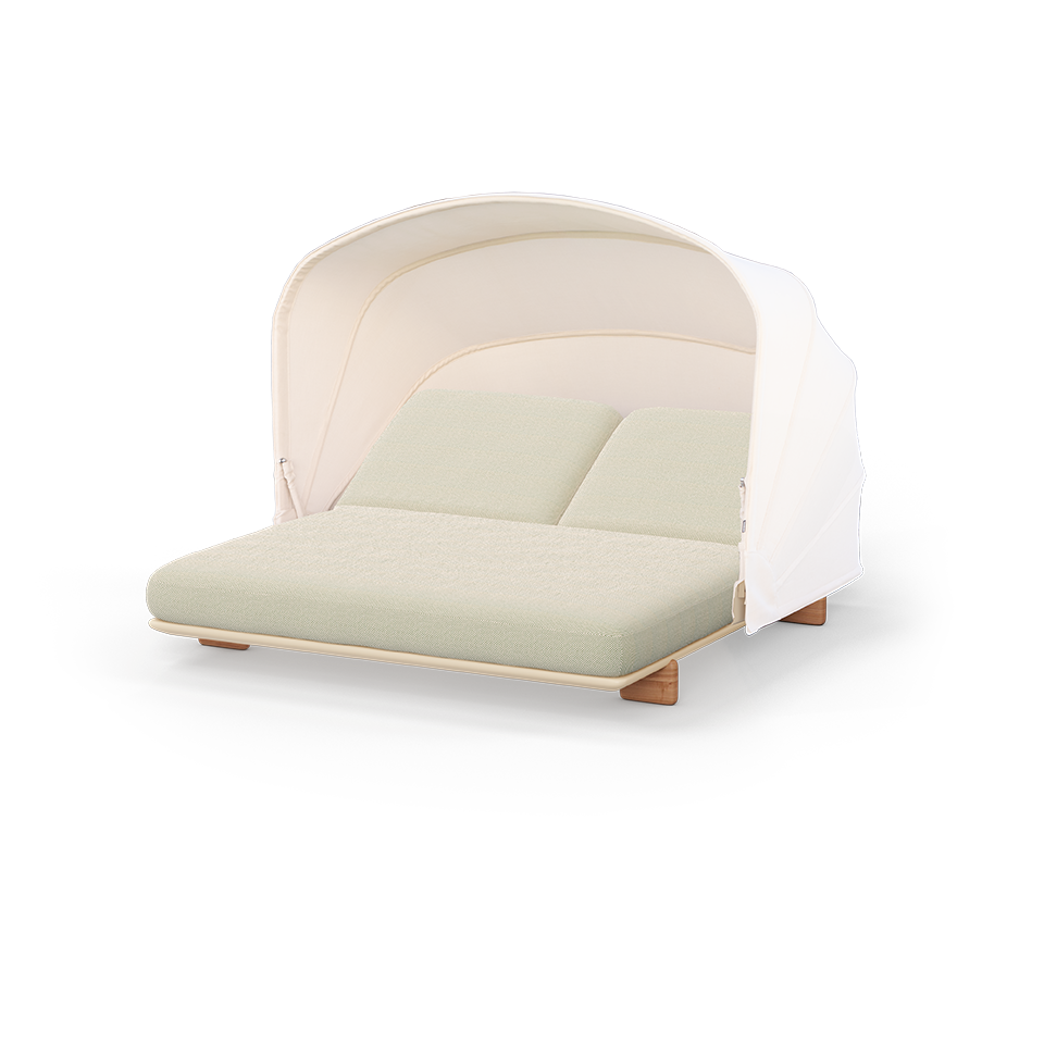 MILOS Daybed with Sunroof by Vondom – luxury outdoor daybed with built-in canopy and sculptural curves