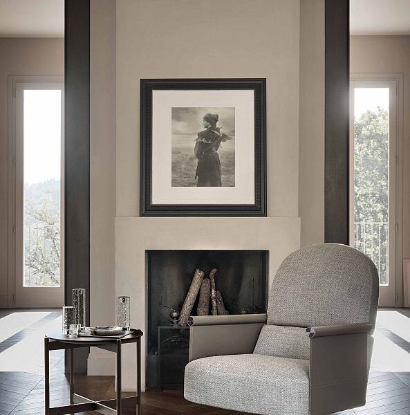 “BEYL armchair by Ditre Italia – modern Italian lounge chair with angular silhouette and soft upholstered seat”
