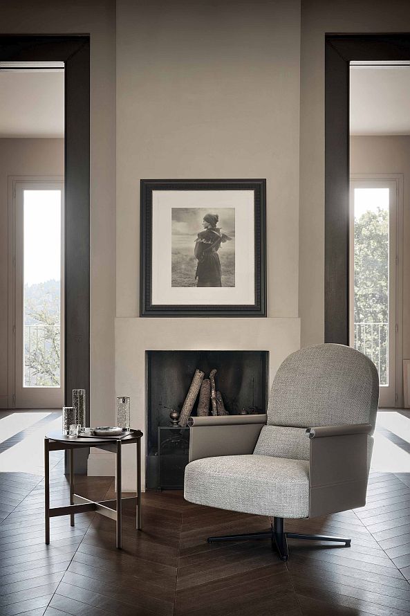 “BEYL armchair by Ditre Italia – modern Italian lounge chair with angular silhouette and soft upholstered seat”