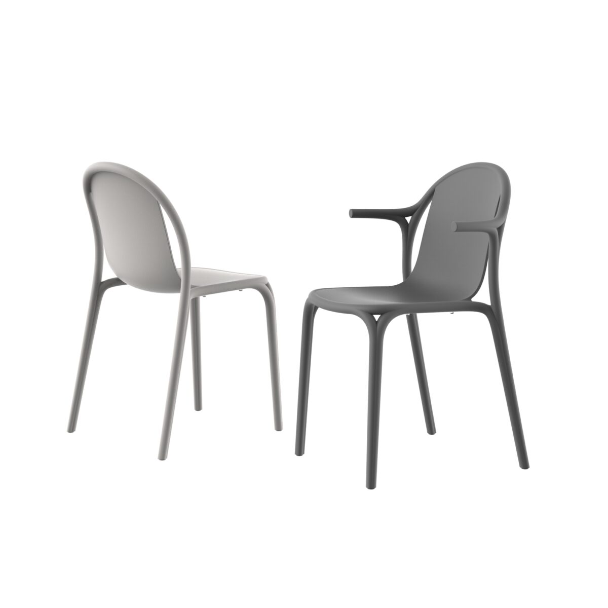 "BROOKLYN Chair with armrests by Vondom featuring sleek curves and a city-inspired design."