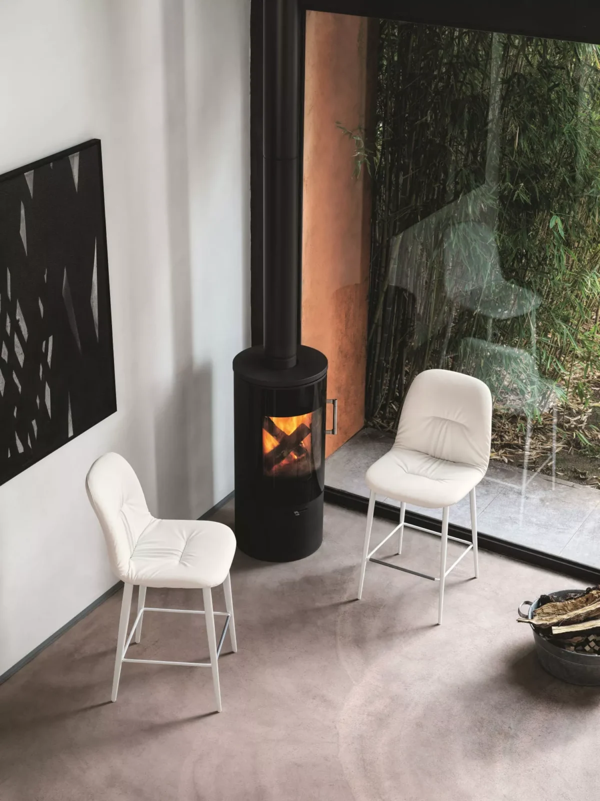 Chantal Footstool by Bontempi in Royal Oak, MI featuring a sleek metal frame and plush upholstery.