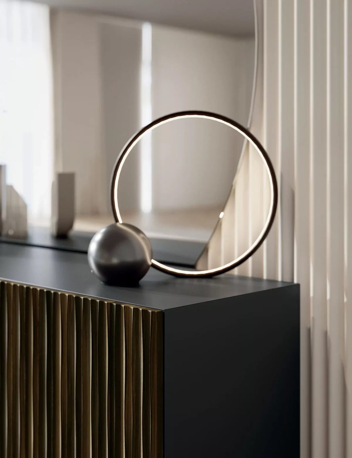 Circle Table by Bontempi contemporary Italian dining table in Birmingham, Michigan showroom