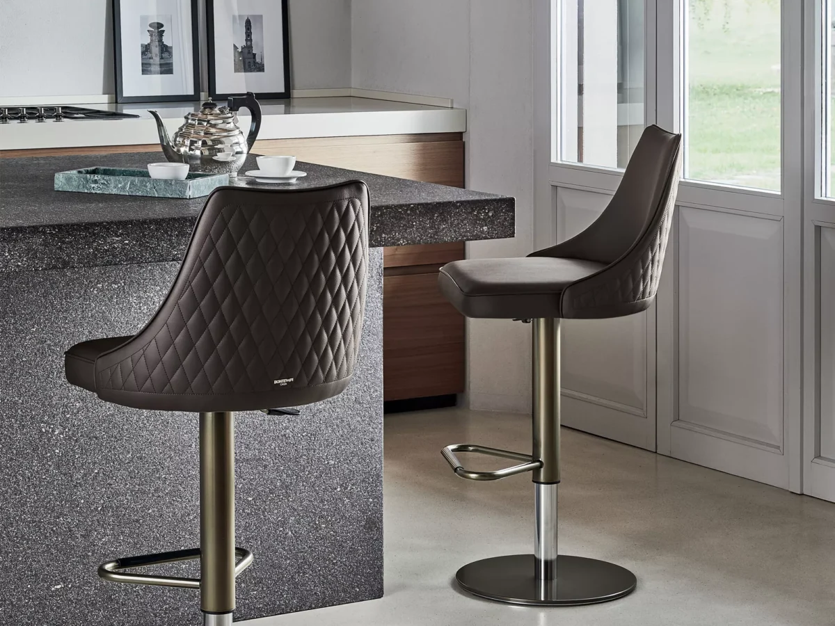 Clara Footstool by Bontempi in Royal Oak, MI featuring a lacquered metal frame and upholstered seat in premium eco-leather.