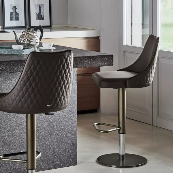 Clara Footstool by Bontempi in Royal Oak, MI featuring a lacquered metal frame and upholstered seat in premium eco-leather.