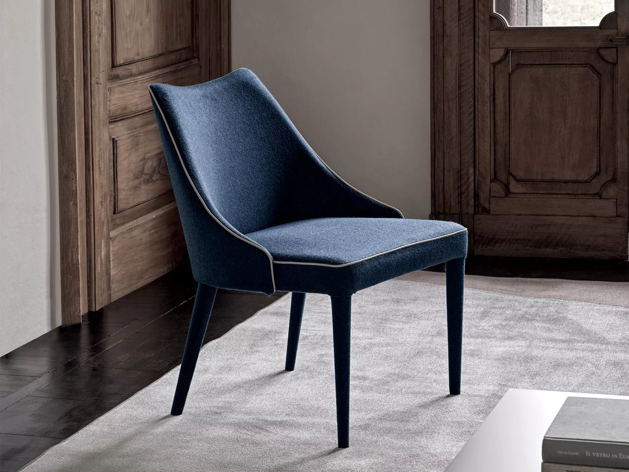 Luxury contemporary Clara armchair by Bontempi featured at Troy Michigan showroom