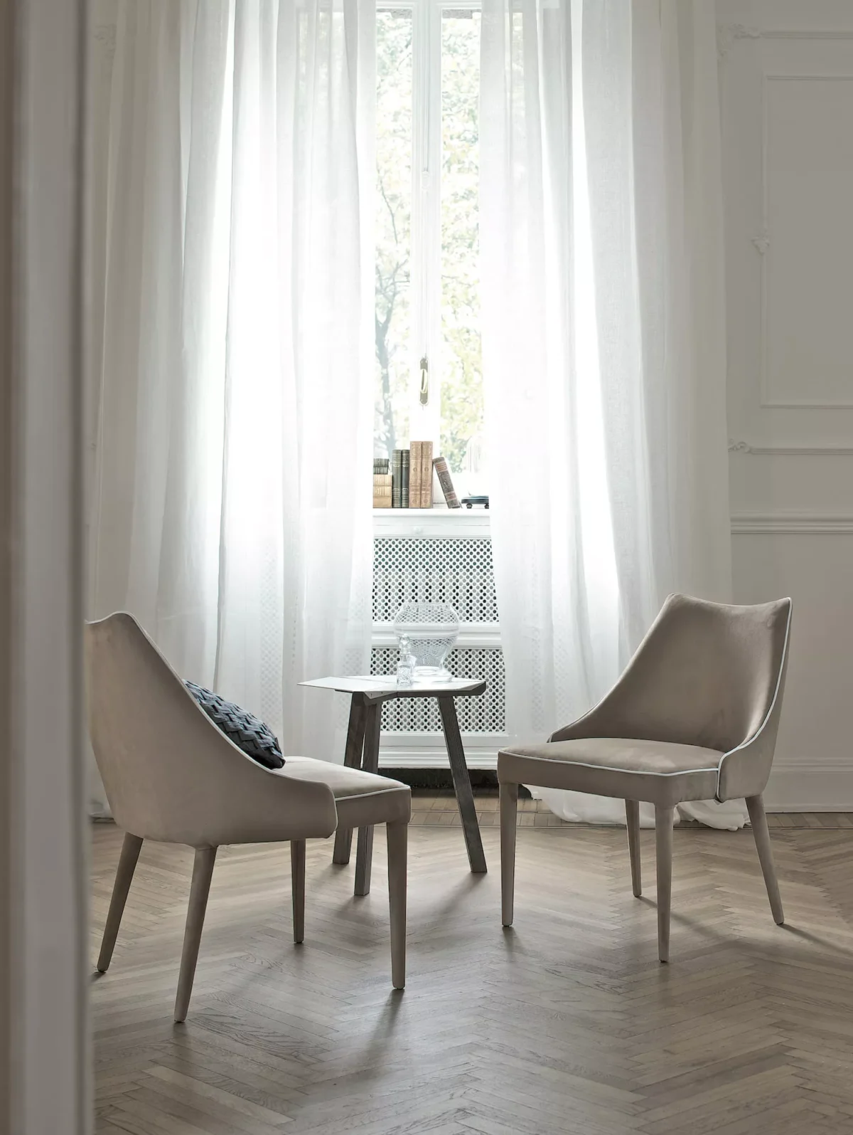 Luxury contemporary Clara armchair by Bontempi featured at Troy Michigan showroom