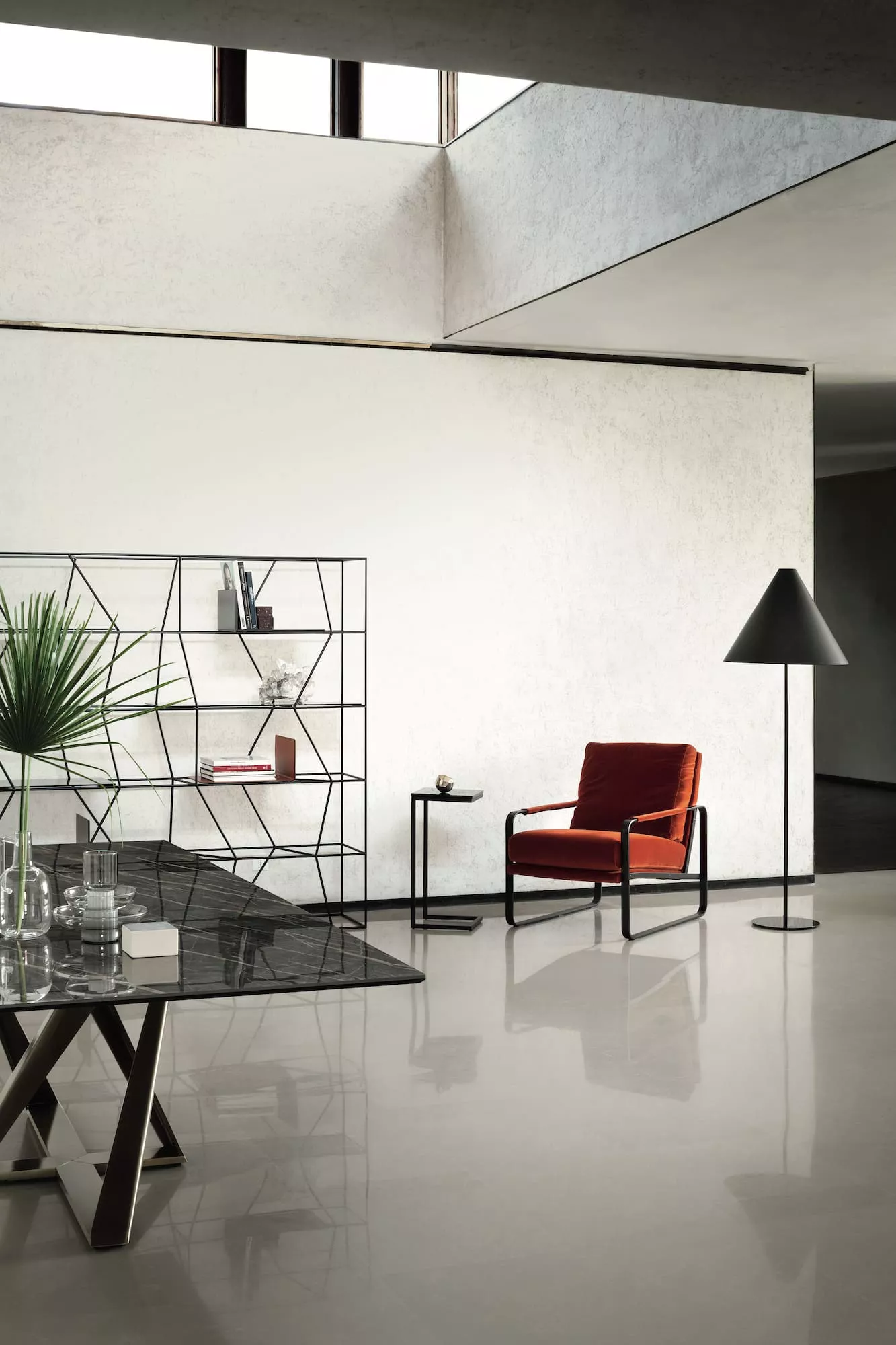 High-end contemporary “Clarissa” armchair by Bontempi showcased at Birmingham Michigan showroom