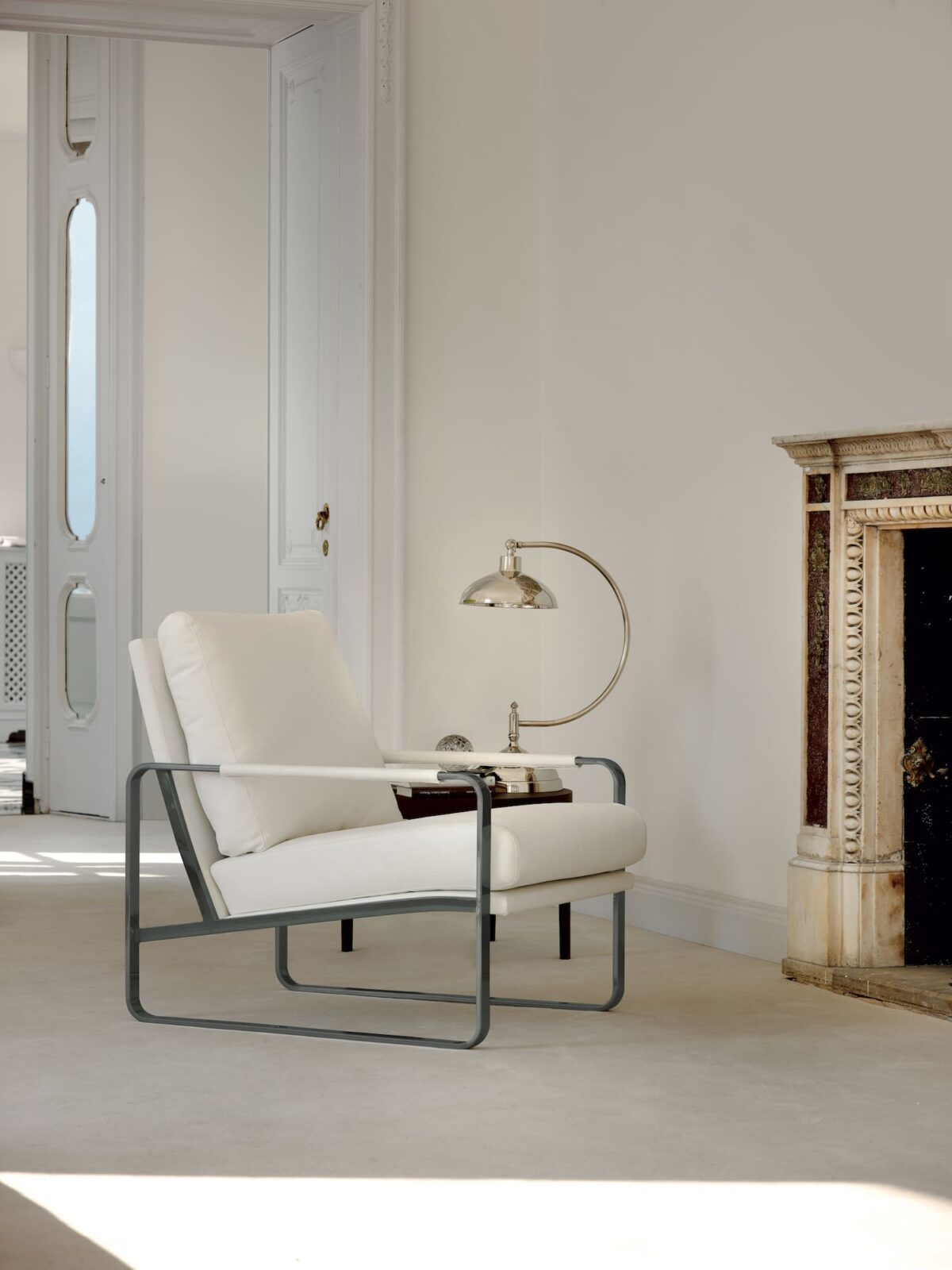 High-end contemporary “Clarissa” armchair by Bontempi showcased at Birmingham Michigan showroom
