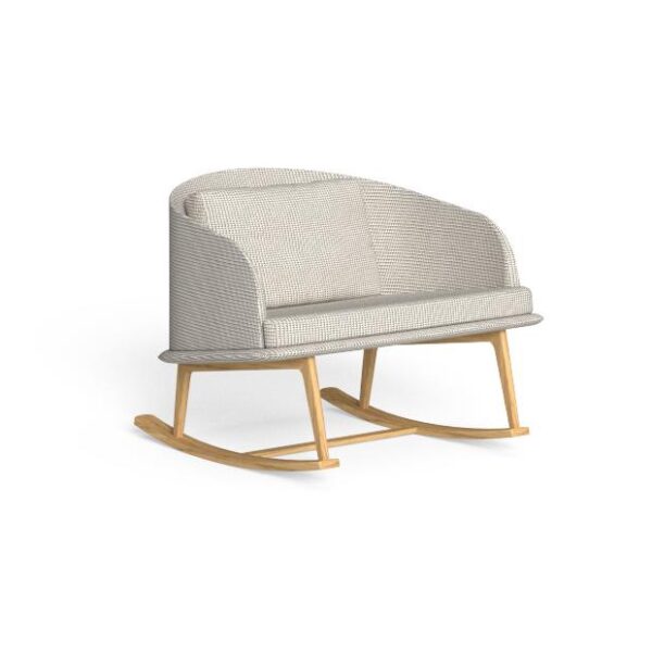 Modern Italian lounge chair with wood legs and upholstered comfort