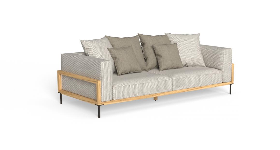 Modern Italian Riviera elegant 2-seater outdoor sofa by Talentispa, designer classic-contemporary patio lounge for Troy, Michigan.
