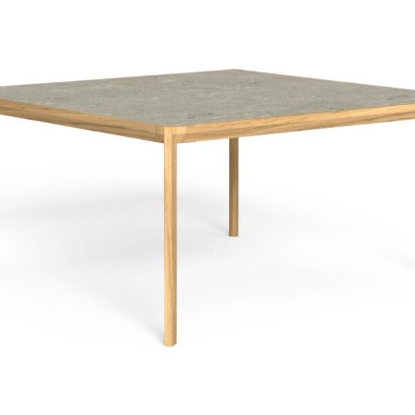 "Square wooden CleoSoft//Wood table 150×150 by TalentiSpa ideal for contemporary outdoor spaces."