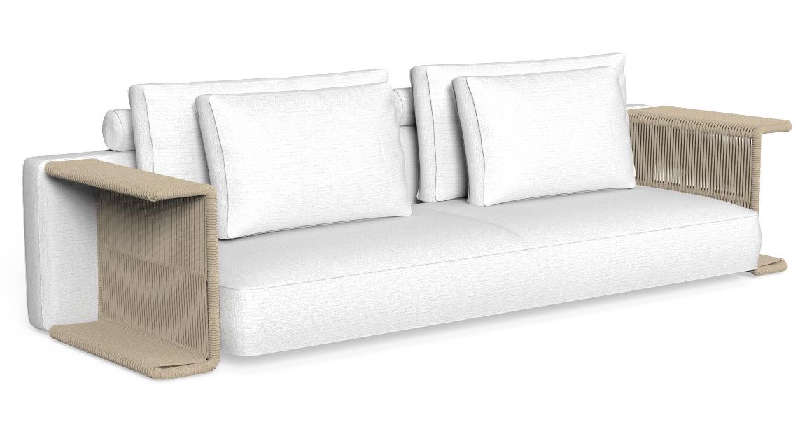 Modern Cliff Dèco Fabric Sofa by Roberto Serio for Talentispa, high-end Italian outdoor lounge furniture for Royal Oak, Michigan.