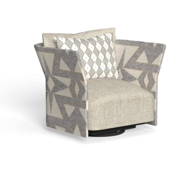 Modern Cliff Swivel Lounge Armchair backrest fabric by Ludovica + Roberto Palomba for Talentispa, high-end Italian outdoor seating for Royal Oak, Michigan.