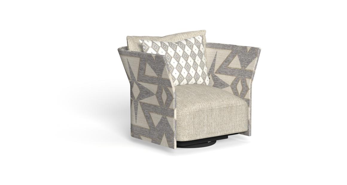 Modern Cliff Swivel Lounge Armchair backrest fabric by Ludovica + Roberto Palomba for Talentispa, high-end Italian outdoor seating for Royal Oak, Michigan.