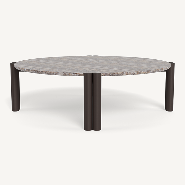 “Cove Aluminum Round Coffee Table by Harbour – modern circular outdoor table with powder-coated aluminum finish”