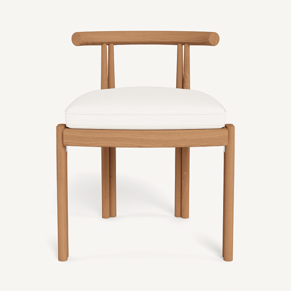 “Harbour Cove Armless Teak Dining Chair – refined silhouette ideal for alfresco dining setups”