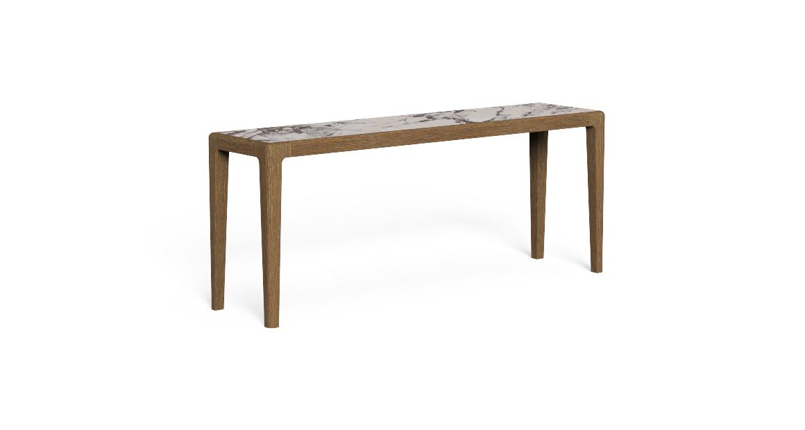 "Contemporary Cruise//Teak 160×40 console table by TalentiSpa ideal for entryways or patios."