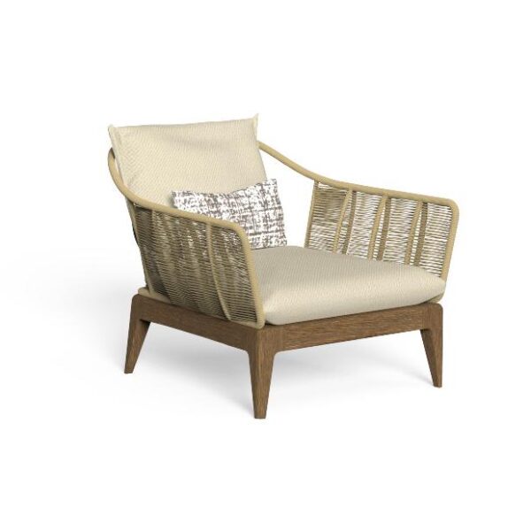 High-end Cruise Teak Living Armchair by Studio Talenti for Talentispa, modern Italian outdoor furniture for Troy, Michigan.