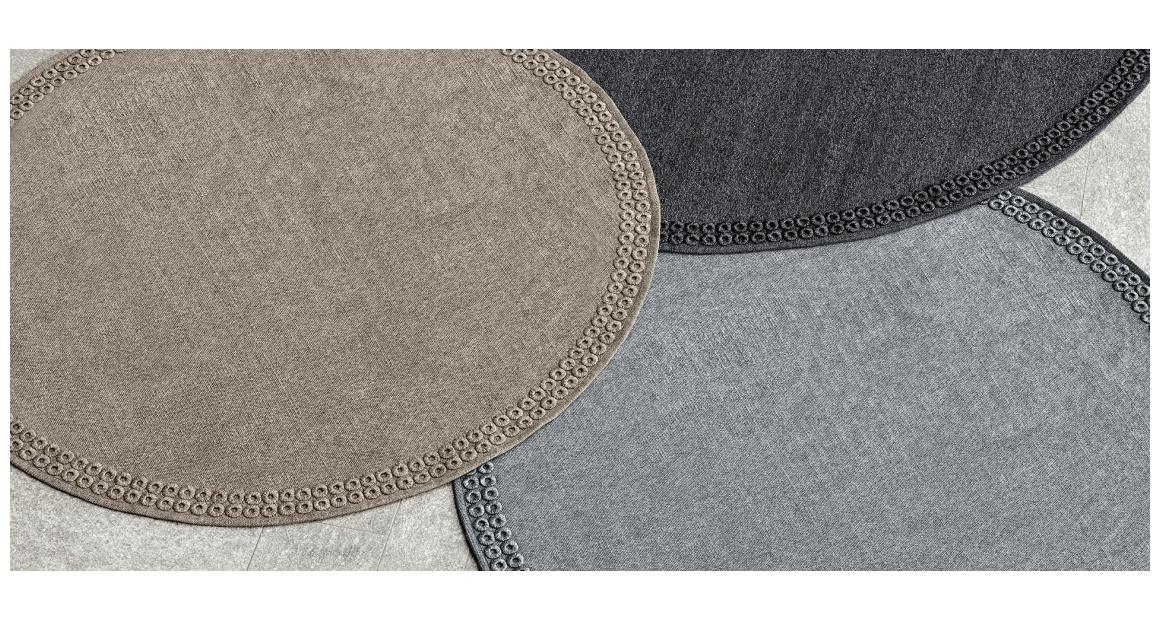 Modern Accessories Round Fabric Outdoor Carpet by Talentispa, high-end Italian durable patio rug for Royal Oak, Michigan.