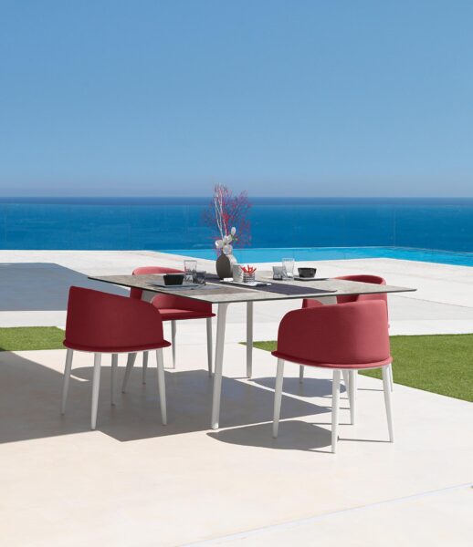 CleoSoft//Alu Dining Table 150×150 by Talenti – square outdoor table with sleek aluminum frame and modern Italian design