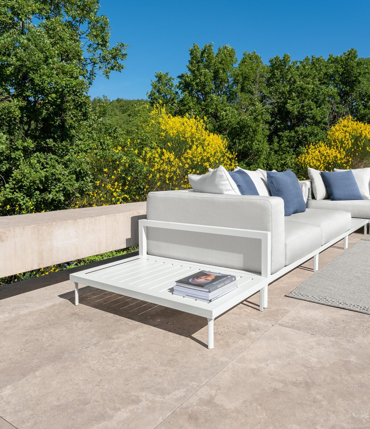 Contemporary CleoSoft//Alu Canopy Sofa by Talentispa sleek Italian outdoor sofa at Birmingham Michigan terrace