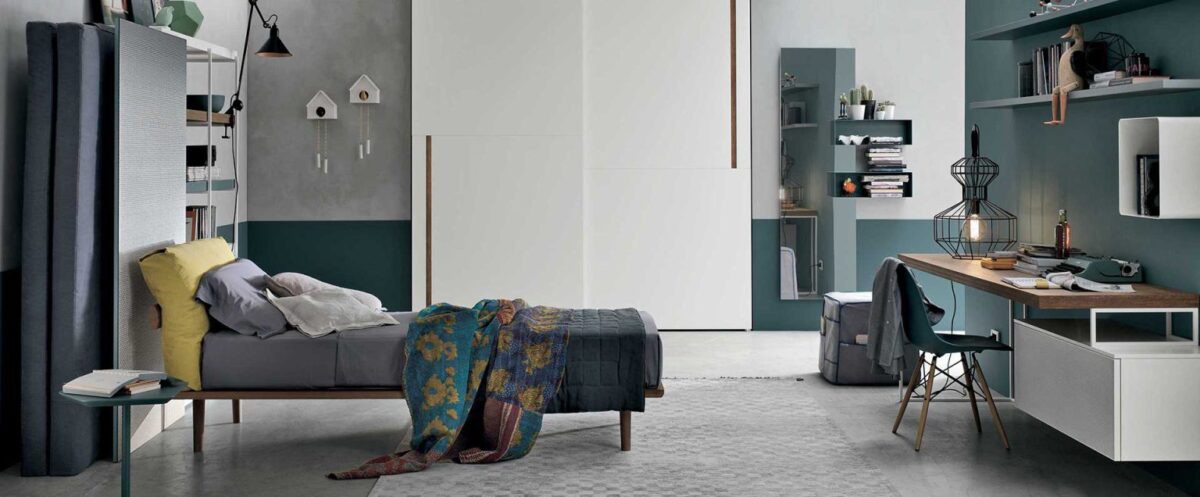 “Composition 03 children’s room by Tomasella – modern Italian bedroom with single bed and built-in wardrobe”