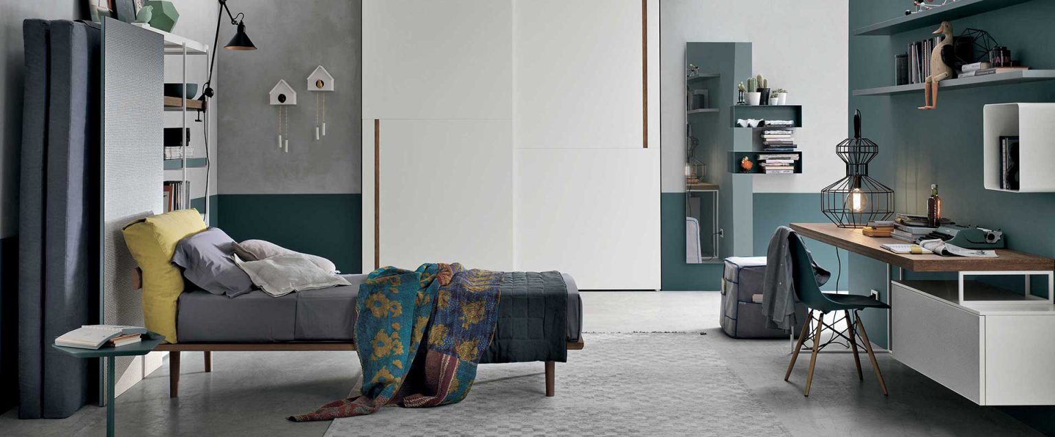 “Composition 03 children’s room by Tomasella – modern Italian bedroom with single bed and built-in wardrobe”