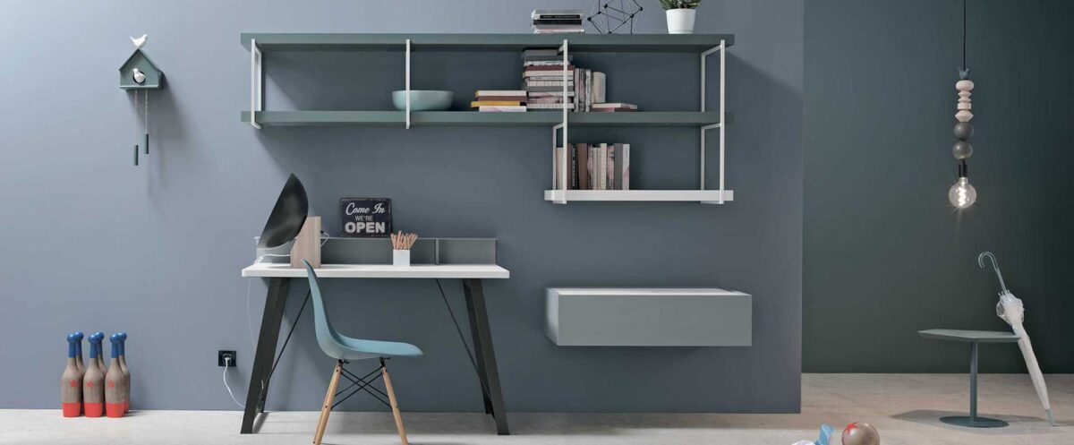 “Composition 05A children’s room by Tomasella – modern Italian kids’ bedroom with twin beds, integrated storage, and minimalist design”