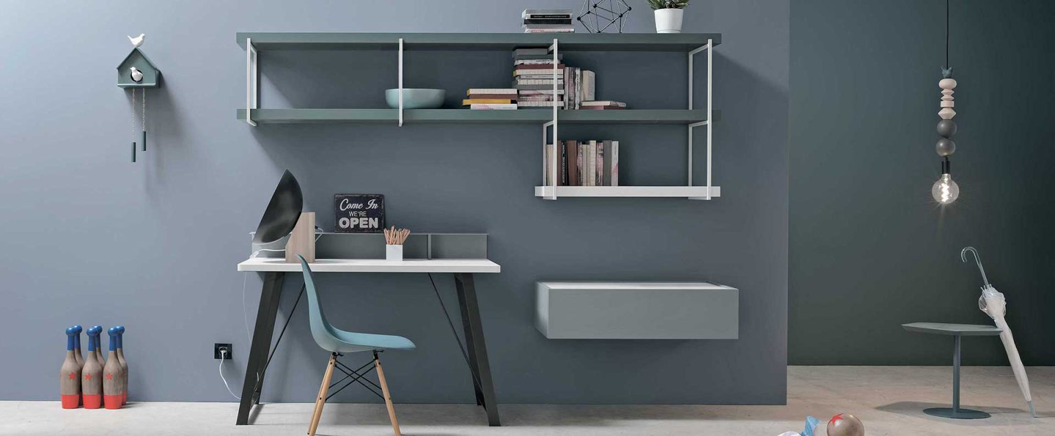 “Composition 05A children’s room by Tomasella – modern Italian kids’ bedroom with twin beds, integrated storage, and minimalist design”