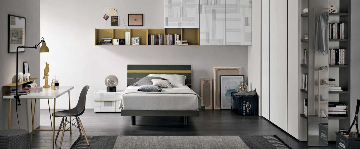 “Composition 06 children’s room by Tomasella – modern Italian kids’ bedroom with loft bed and integrated study area”