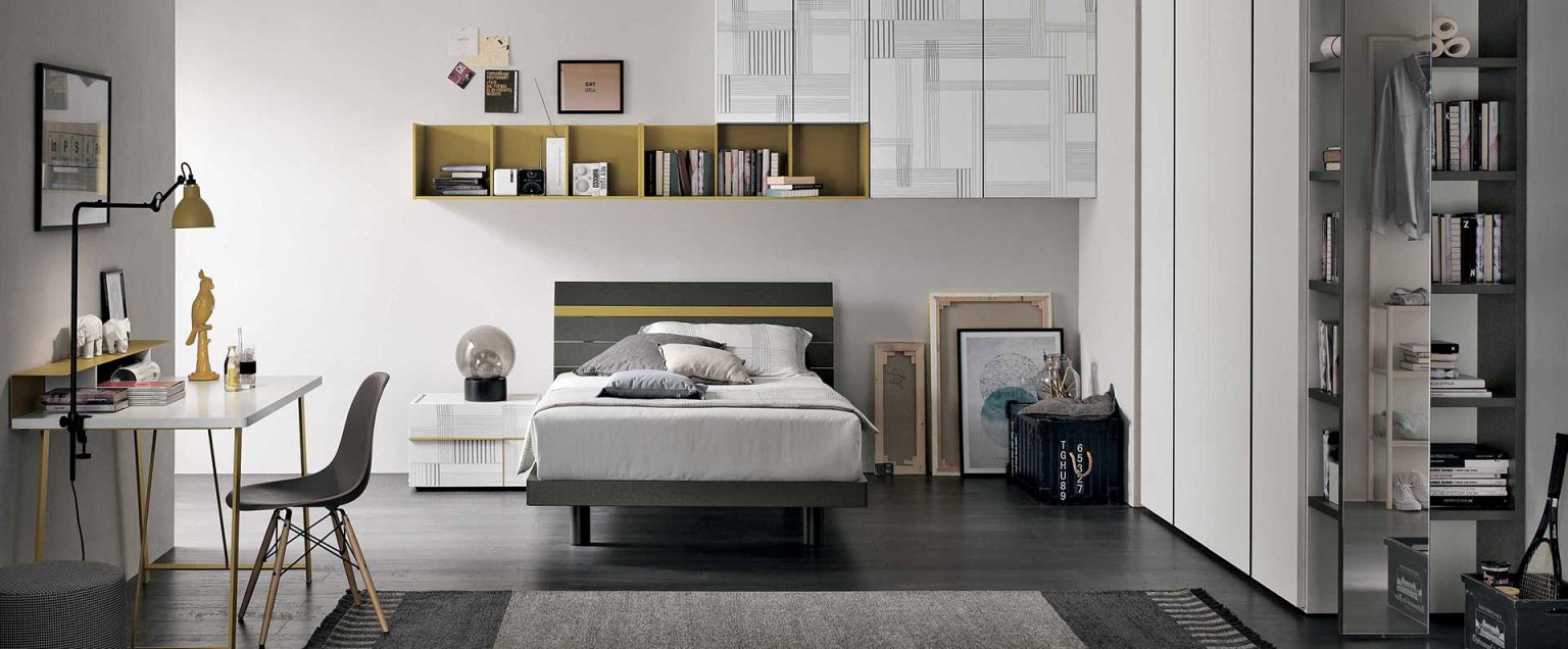 “Composition 06 children’s room by Tomasella – modern Italian kids’ bedroom with loft bed and integrated study area”