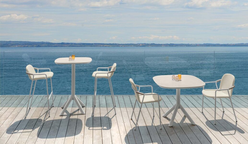 Coral Bar Table 75×75 by Talenti – square outdoor bar table with sleek modern design and durable weather-resistant materials