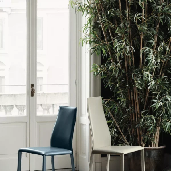 Delilah by Bontempi chair with plush upholstered seat and slender frame