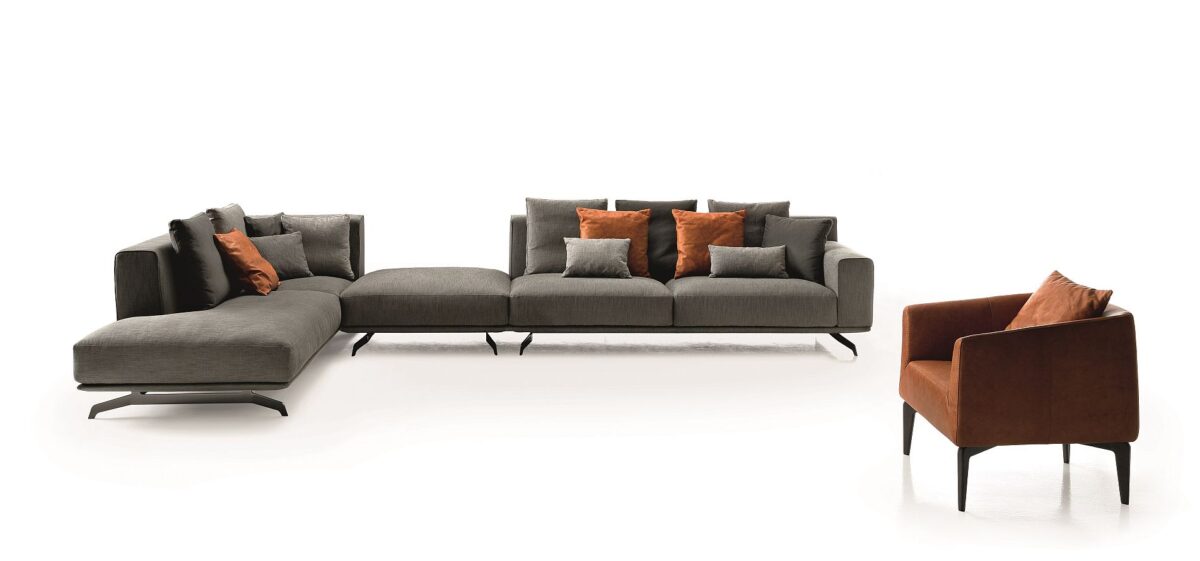 “Italian Dalton sofa system by Ditre Italia – modular design with tailored stitching and plush seating”