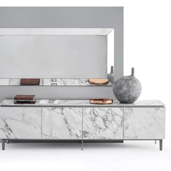 Modern Cosmopolitan sideboard by Bontempi in Royal Oak, MI featuring lacquered wood finish and geometric design.