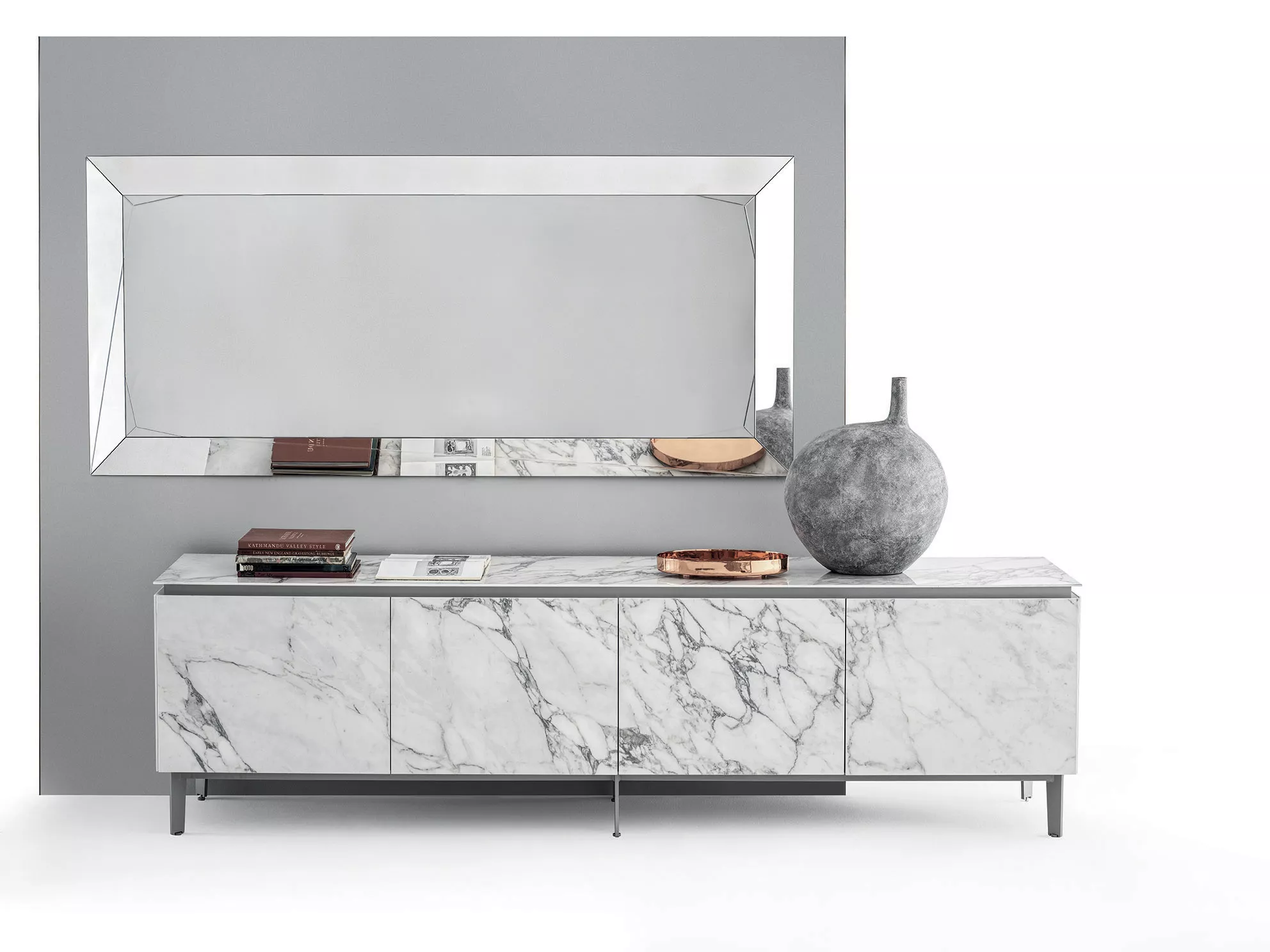 Modern Cosmopolitan sideboard by Bontempi in Royal Oak, MI featuring lacquered wood finish and geometric design.