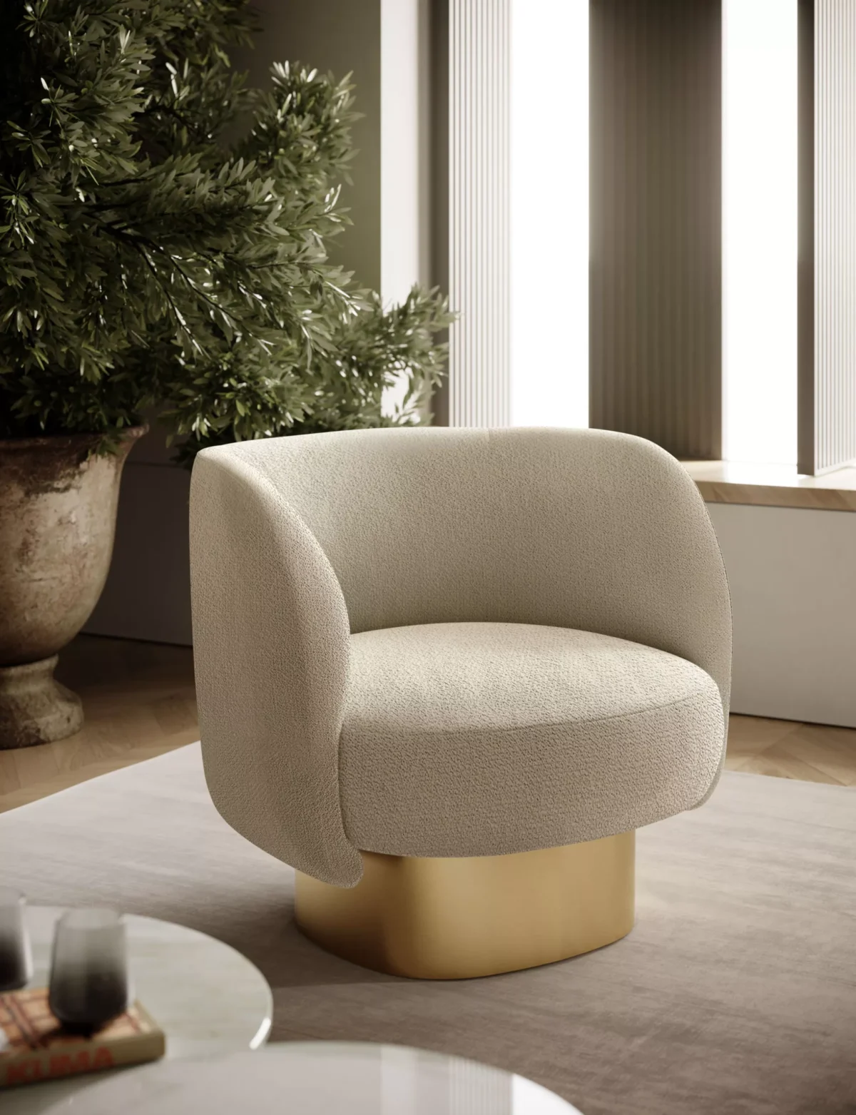 Modern Italian **Doris** armchair by Bontempi, displayed at Royal Oak Michigan showroom