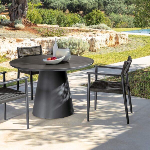 Dolcevita//Alu Dining Table D120 by Talenti – round aluminum outdoor table with elegant Italian design