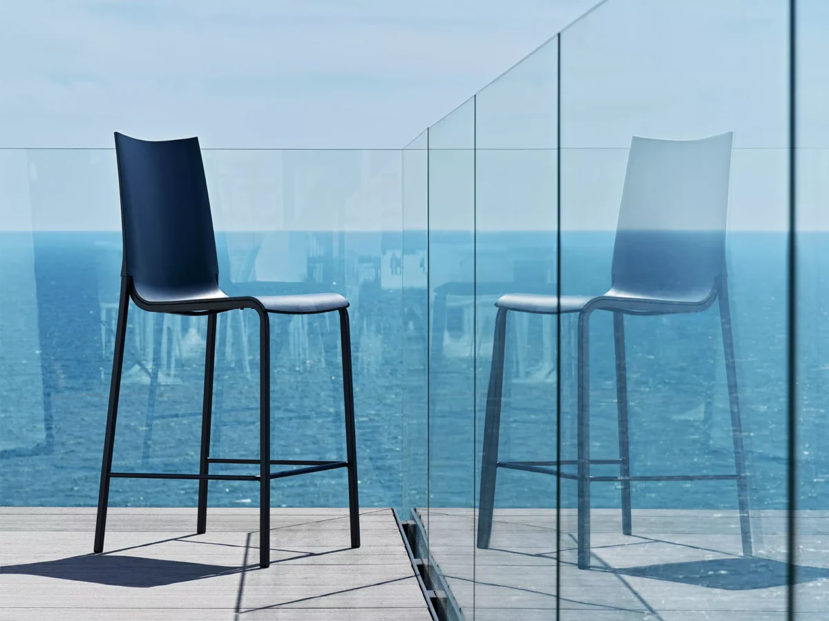 Luxury contemporary Eva outdoor barstool by Bontempi featured at Troy Michigan showroom