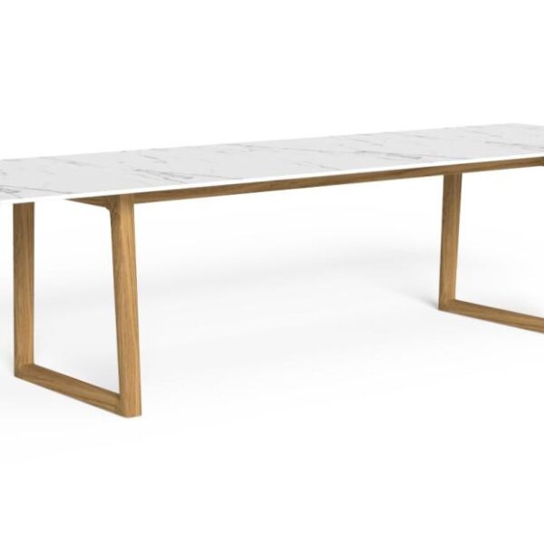 Designer Moon Teak Dining Table 260×110 by Talenti combining classic teak elegance with modern Italian design