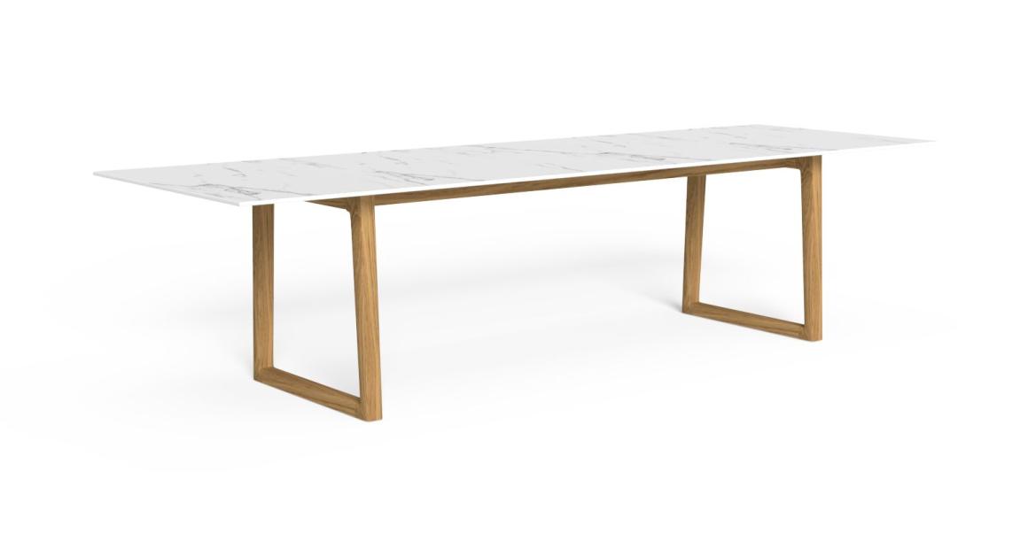 Designer Moon Teak Dining Table 260×110 by Talenti combining classic teak elegance with modern Italian design