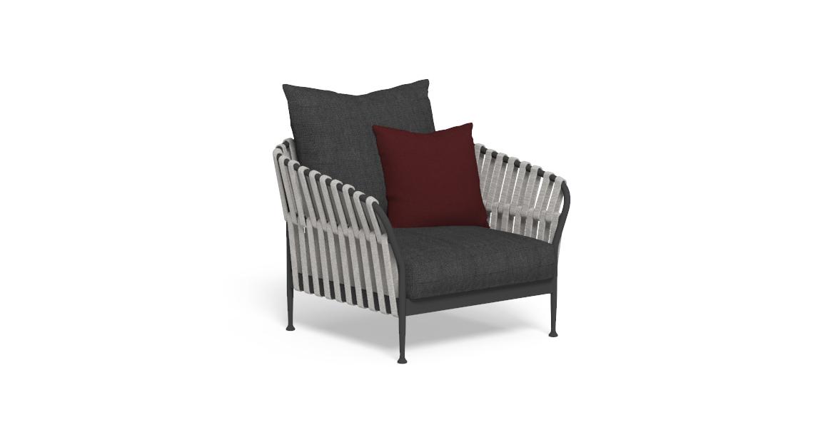 "Durable and stylish Frame Living Armchair by TalentiSpa ideal for modern exteriors."